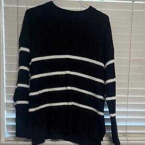 Black and White Striped Women's Sweater